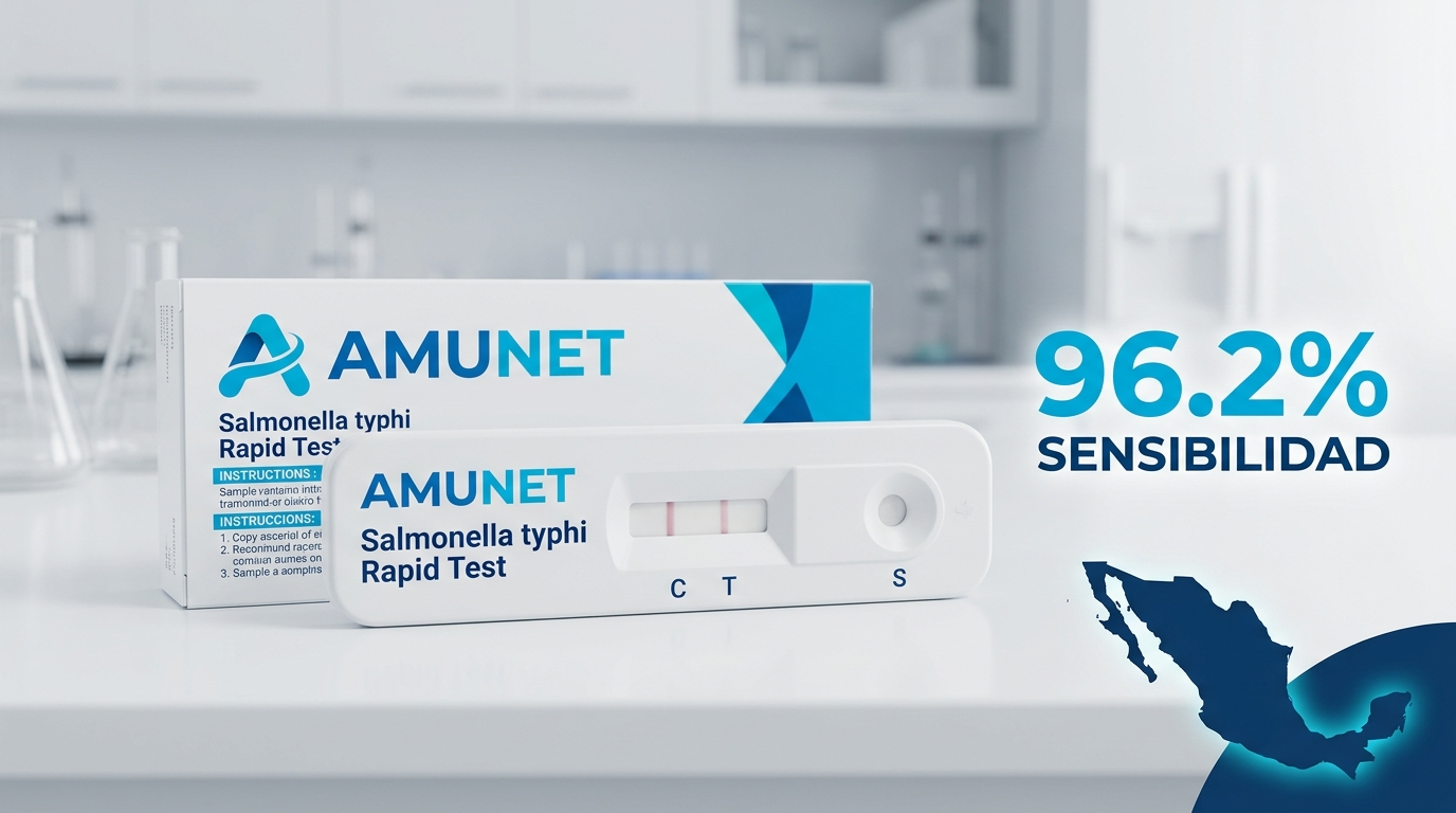 Prueba rapida tifoidea AMUNET Salmonella typhi datos Mexico 2026