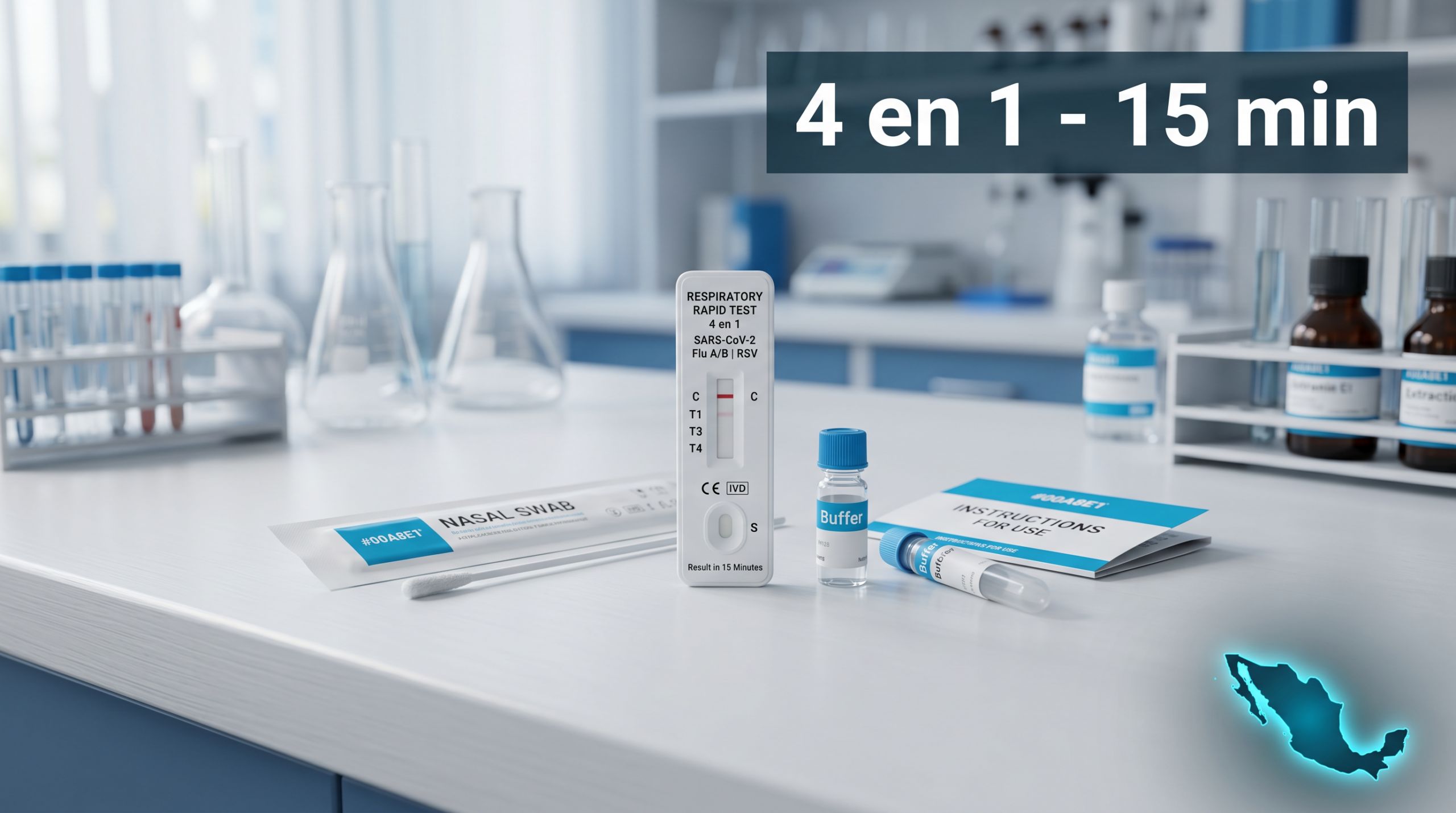 Prueba COVID combo respiratorio AMUNET 4 en 1 Mexico 2026